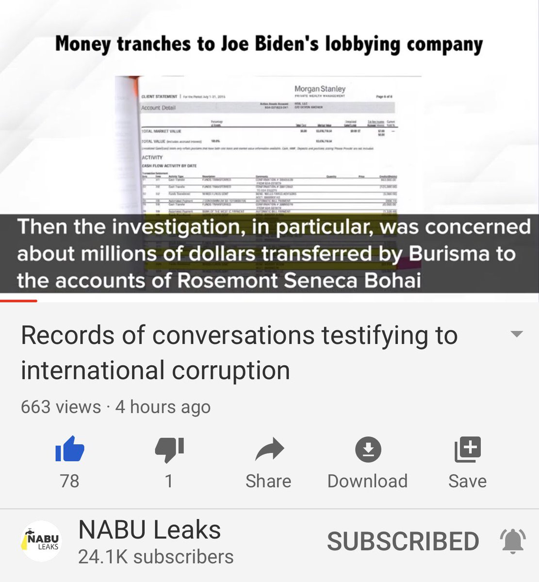 Here’s where they discussed that Biden was involved, and the Biden fam recd 3.4 mil and then $ was transferred from Burisma to Rosemont Seneca, who some will recognize....