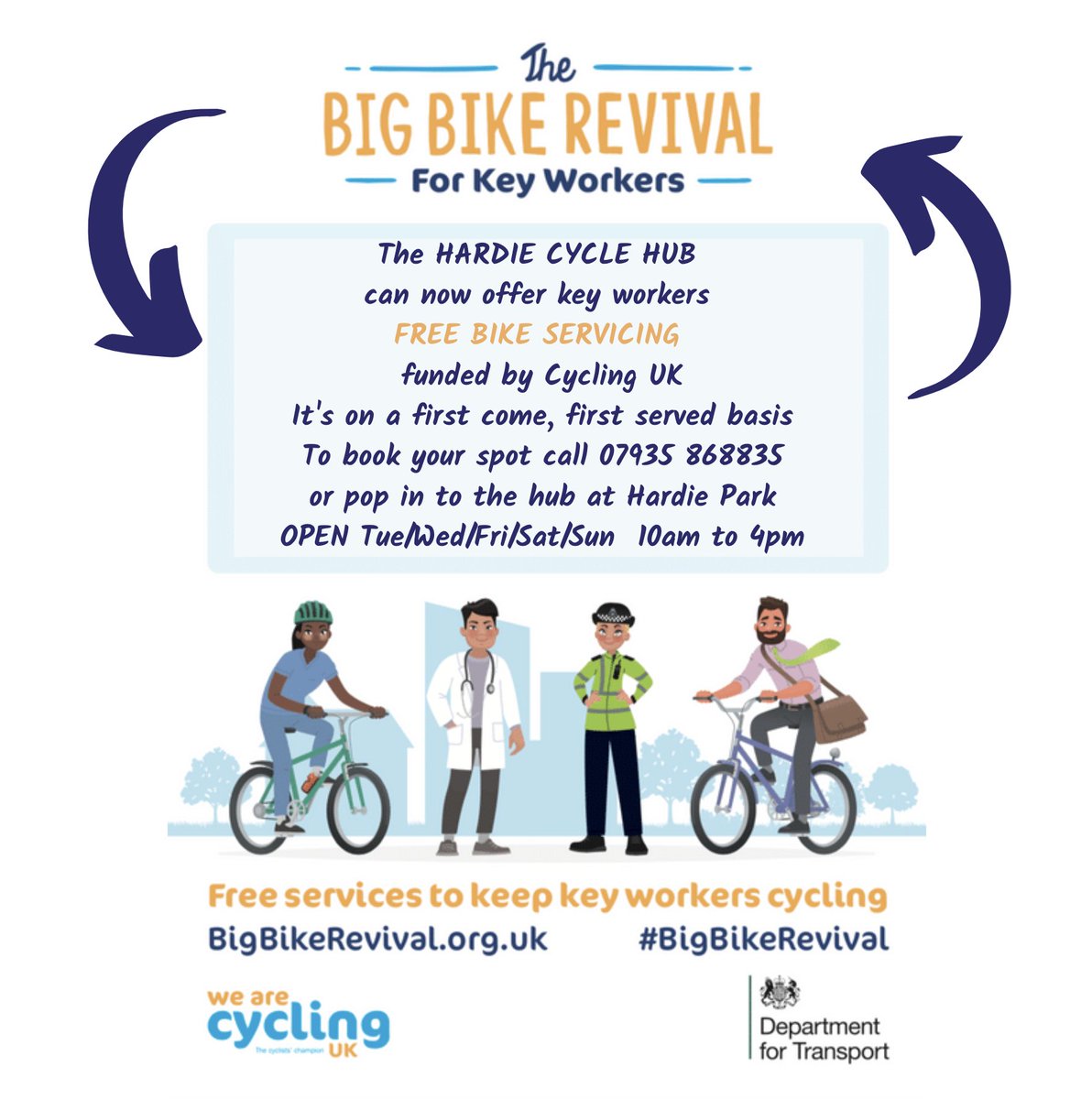 LoveHardiePark's tweet photo. ROLL UP 🚴♂️ ROLL UP 🚴♂️
Spread the word to your key worker friends, neighbours and family! #freeservicing #thebigbikerevival #SS17 #hardiecyclehub #oldspokeshome https://t.co/RsgL85C35Q
