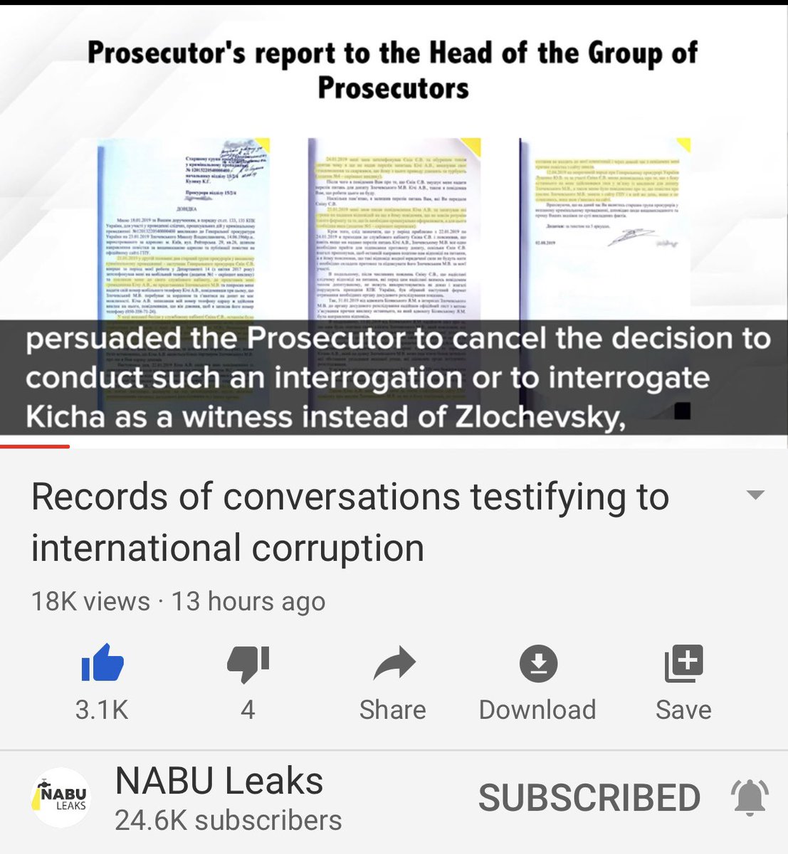 More on the report, Yenin, Kicha, and the report presented to Lutsenko