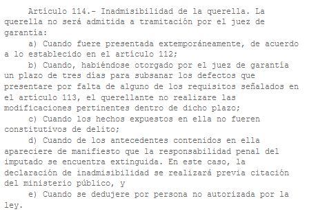 danieljadue's tweet photo. Acá les dejo el Articulo 114 del Código Procesal Penal para que cada uno saque sus propias conclusiones. Si la querella es admisible es porque tiene fundamento, es oportuna y quien la presento esta habilitada para hacerlo #parendementir https://t.co/kVjvZitXfS