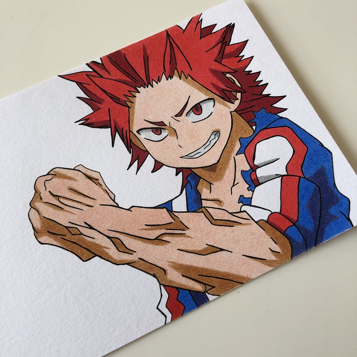 one_more_lvl's tweet photo. Still practicing with the colored pencils. I have so many sets by now, I decided to limit me for one. So here is Kirishima in Polychromos. https://t.co/kfTEmG8wYT