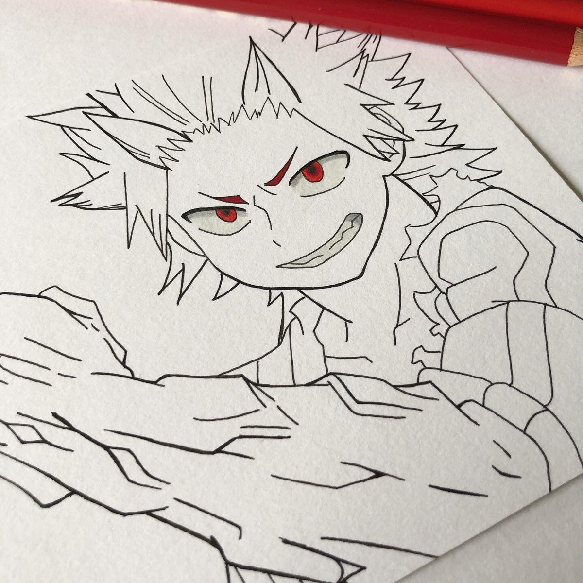 one_more_lvl's tweet photo. Still practicing with the colored pencils. I have so many sets by now, I decided to limit me for one. So here is Kirishima in Polychromos. https://t.co/kfTEmG8wYT