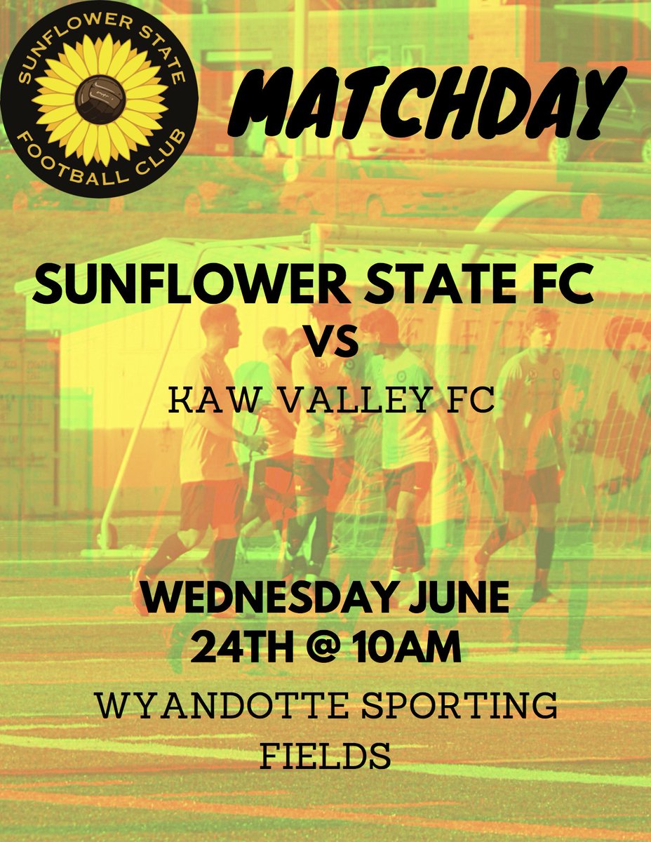 SunflowerStFC's tweet photo. Get ready for an in state showdown! Sunflower State FC takes on Kaw Valley FC Wednesday morning at 10AM. We are excited to take on a top team in this friendly on the pitch!

#SSFCvsKawValley #kcsoccer #summersoccer #friendlymatch #Lawrence #KansasCity #soccer #futbol #midwest https://t.co/5jfl4zWrVh