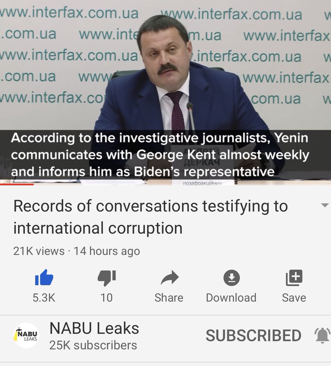 Important to remember the players and who they are: Yenin, a Poroshenko henchman who was made the Dep Min of Forein Affairs in Zelenskys new Min of Foreign Affairs, Biden & his handler George Kent, who was communicating weekly with Yenin