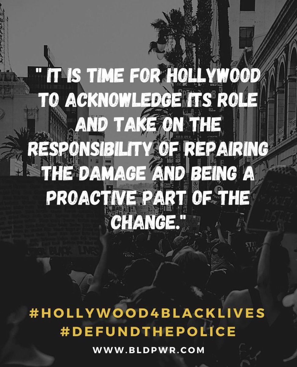 Very proud to be a part of the #Hollywood4BlackLives campaign. If we are ever going to see real change, Hollywood must reckon with their role in perpetuating white supremacy and redistribute power to Black people. Period. Read the letter: bldpwr.com/hollywood-4-bl…