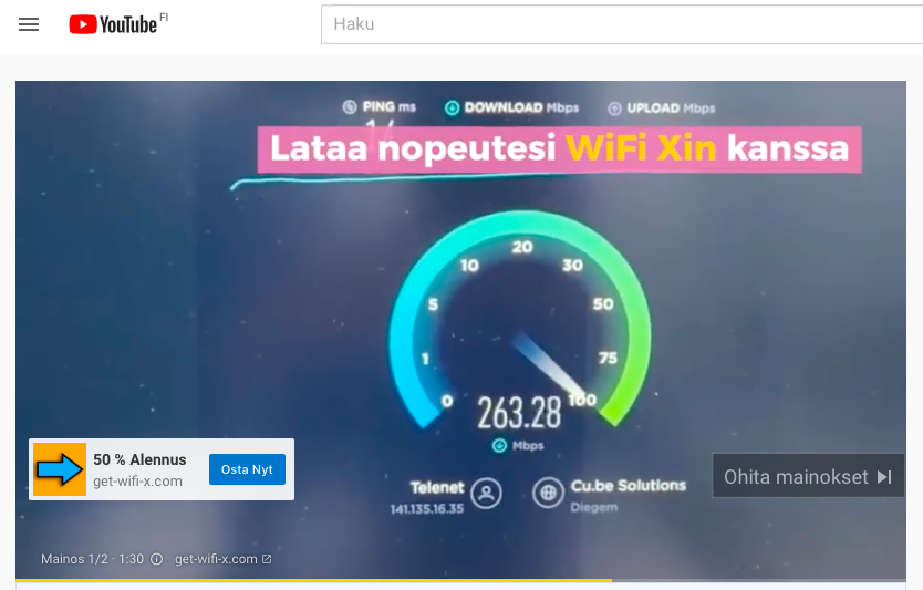 petterij's tweet photo. Älä mene halpaan! Youtube esittää Wifi X -mainosta, jonka luvataan estävän operaattoria hidastamasta nopeutta tarkoituksellisesti. Keksijöiksi mainitaan suomalaiset Niko Junttila ja Taavi Jormalainen. #huijaus #wifix https://t.co/VemuCtwjdi