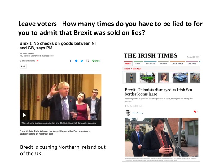 Leave voters: It was ok to vote for Brexit in 2016 on the basis of what you were promised, but how many times do these promises have to been broken before you will accept that you were decieved into voting for something that is against your interests?