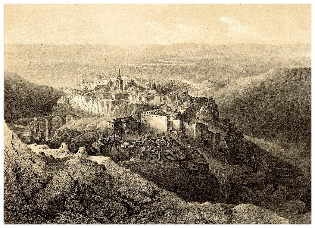 Vista de Cuenca desde el Cerro de San Cristóbal hacia 1850 - Recuerdos y Bellezas de España (F.J.Parcerisa) #Cuenca #Cuencaenelrecuerdo