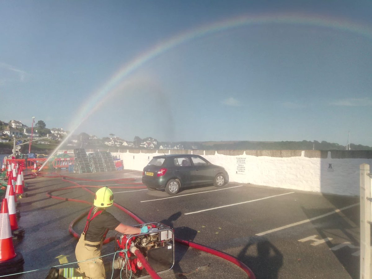 Watch B went off station this evening to practice and use our light portable pump. The aim was to deliver water from the sea to our ground monitor