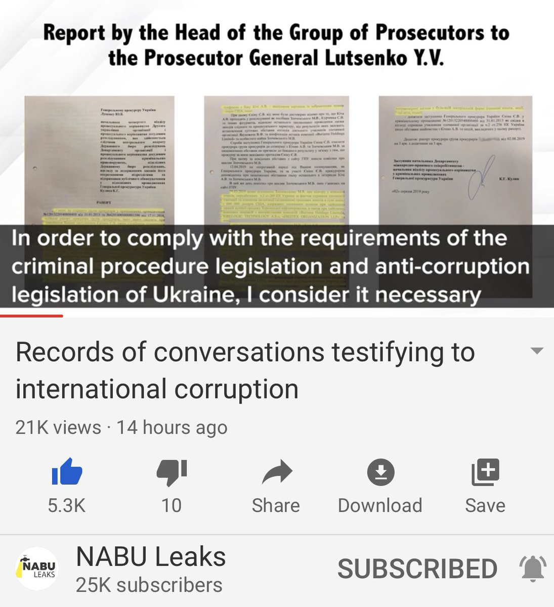 He’s outlining that he had to open an investigation due to the large sums of money being used to bribe Ukrainian officials by the Burisma Biden folks