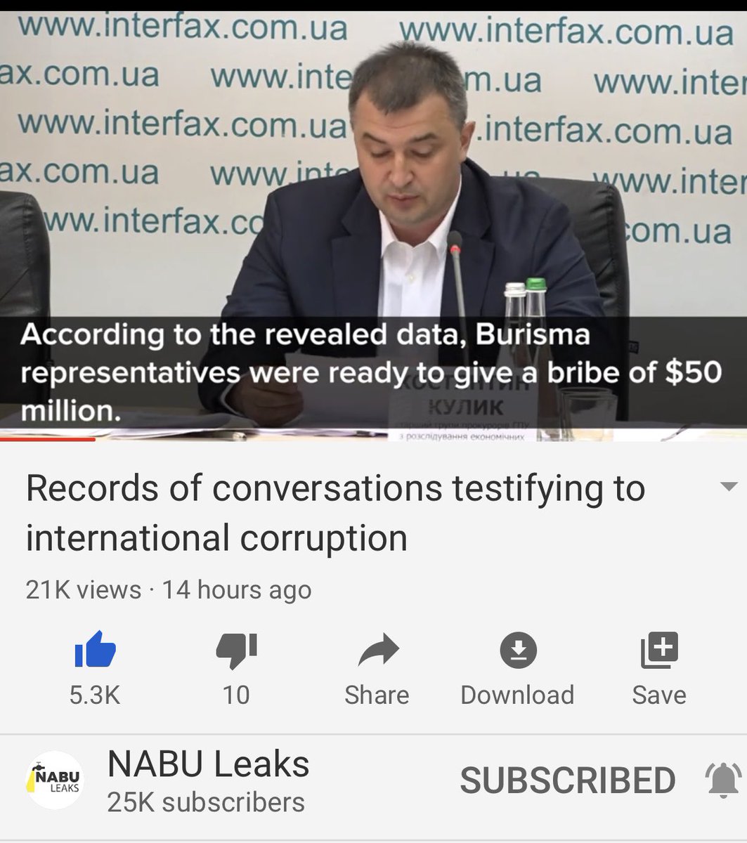 He noted that Burisma were ready to bribe with 50 mil but he needed to understand how they were doing it and so they had to ask the Ukrainian Security Service to help