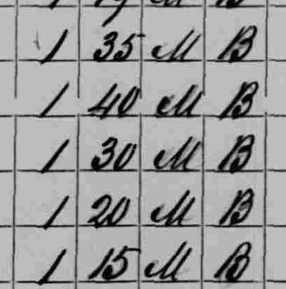 Let me tell you about five numbers that haunt me: 35, 40, 30, 20, and 15 — the ages of five slaves recorded in the Slave Schedule of the 1850 Federal Census.A THREAD 1/