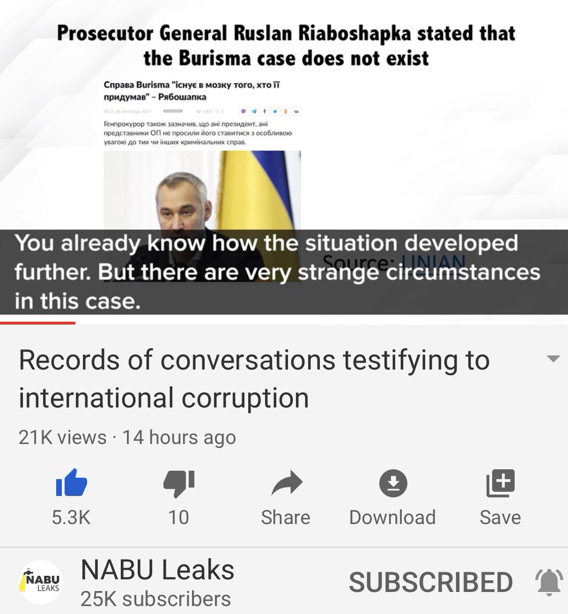 They must have gotten wind of the investigation because all of a sudden things changed and the bribe stopped and Burisma case no longer existed