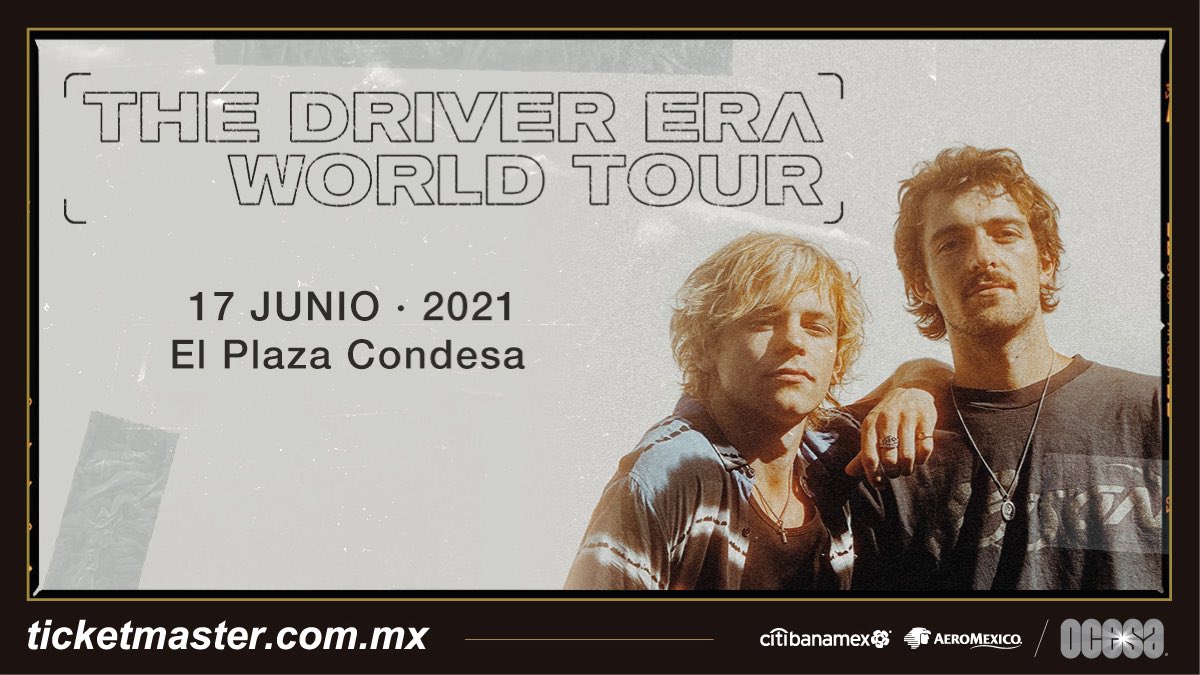 🚨 Aviso Importante 🚨 El concierto de The Driver Era programado para el 19 de junio de 2020 ha sido pospuesto para el 17 de junio de 2021. Los boletos previamente adquiridos serán válidos para la nueva fecha.