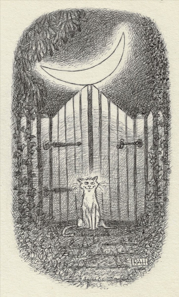 ArtofRob's tweet photo. With the crescent moon (my favourite phase) about to revisit us, I thought this might be fitting. (I know this cat personally.)
"Claire the Lunatic"
a sketchbook Biro
#ArtOfRobHusberg #CrescentMoon #HumorousCatArt #GardenGate https://t.co/ZZuvQZHEXB