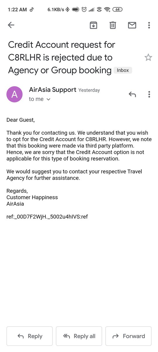 vinodgupta770's tweet photo. @flyingbeast320 I bookd a ticket of AirAsia flight,due to sfty reasns i rqsted fr Cr a/c,in rply they ensured a Cr a/c 'll b issued due to which i didnt cancel my ticket but today they mailed me that it is rjectd due to booking frm 3rd party.U r standing right sir #BoycottAirAsia https://t.co/t5jfLJDORf