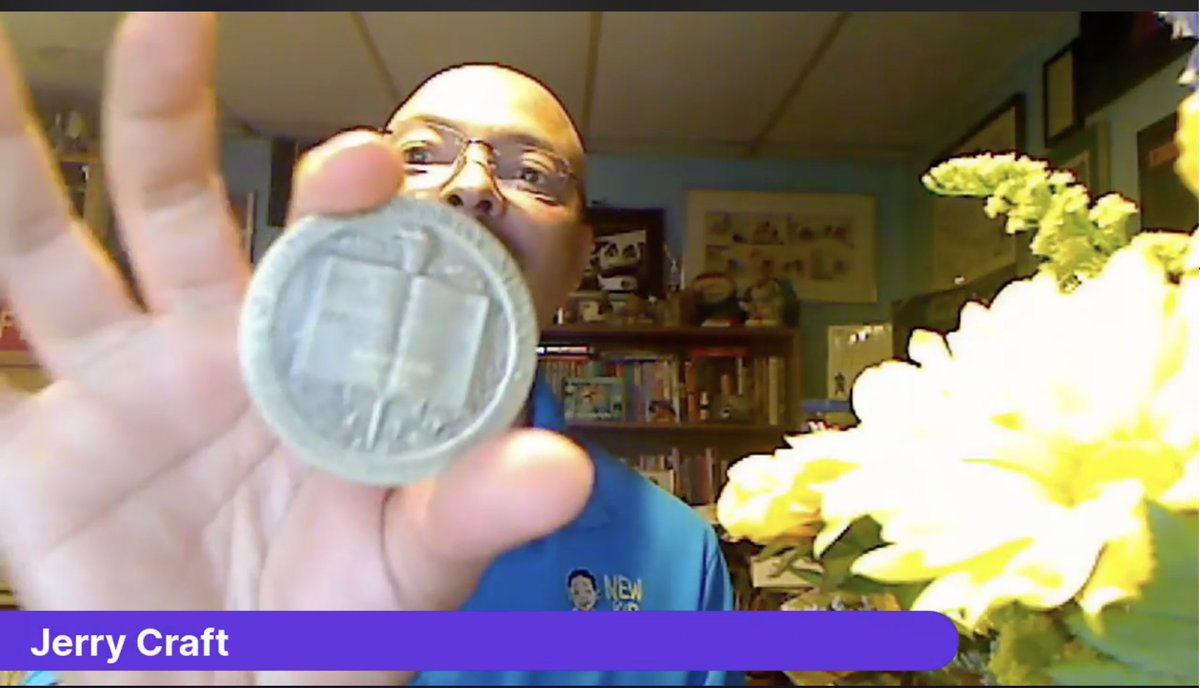 MrSchuReads's tweet photo. . @JerryCraft showed us his 2020 Newbery Medal during Book Joy Live today!!!! https://t.co/smIySYtjsB Fast forward to 52:47. https://t.co/rKeZK8nJ7S