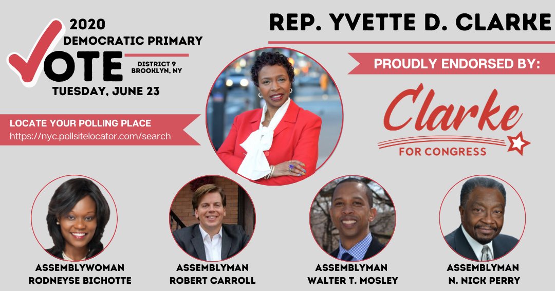 VoteYvette's tweet photo. Thank you to my colleagues in the NYS Assembly for endorsing me!
Today is ELECTION DAY!
📍 📍 📍Click here to locate your polling site:
https://t.co/FN5t7l36bO
@AMBichotte
@Bobby4Brooklyn
@WalterTMosley
@NNickPerry
#vote #endorsements #gratitude #votenow #voteyvette https://t.co/g94Vm0Yo8N