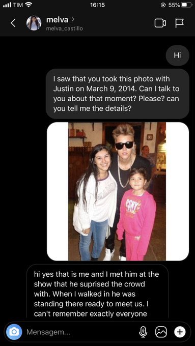 altra prova che Selena si trovava con luinegli screenshots la ragazza chiede i dettagli dell’incontro con Justin