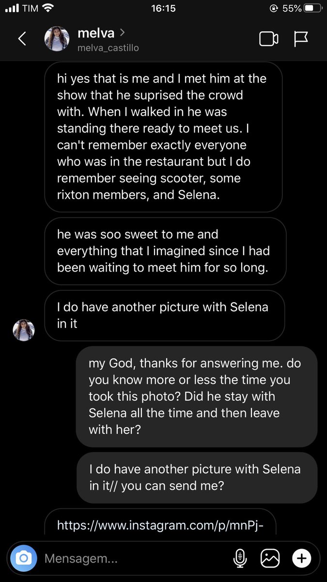 altra prova che Selena si trovava con luinegli screenshots la ragazza chiede i dettagli dell’incontro con Justin