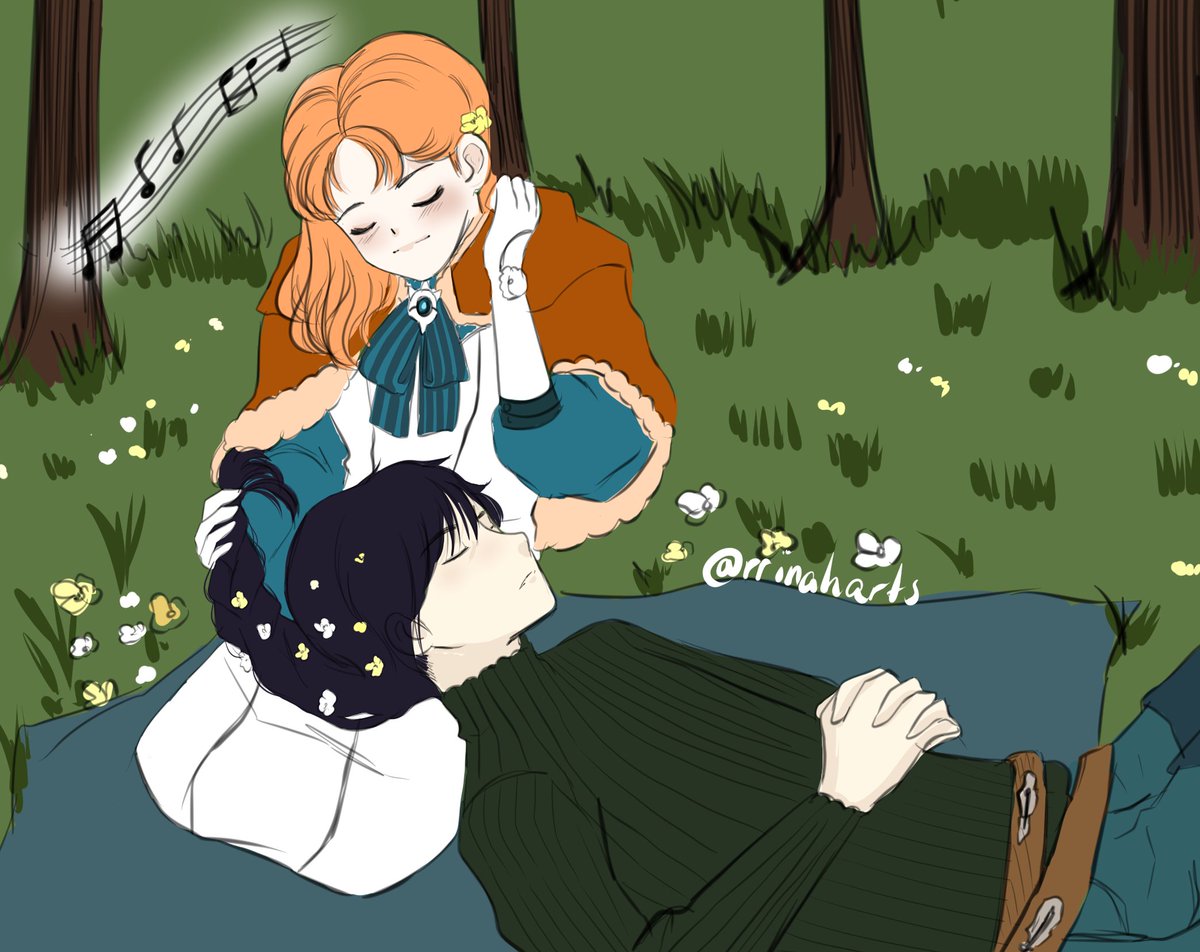 rrinahArts's tweet photo. Okay people, I recently made a lot of crappy doodles because I read "Captivating" by @Rose3Writes and it was the only thing on my mind for days and now I colored one of the doodles because that one scene where she puts flowers in his hair is adorable ok? https://t.co/ypqmnUlCFB