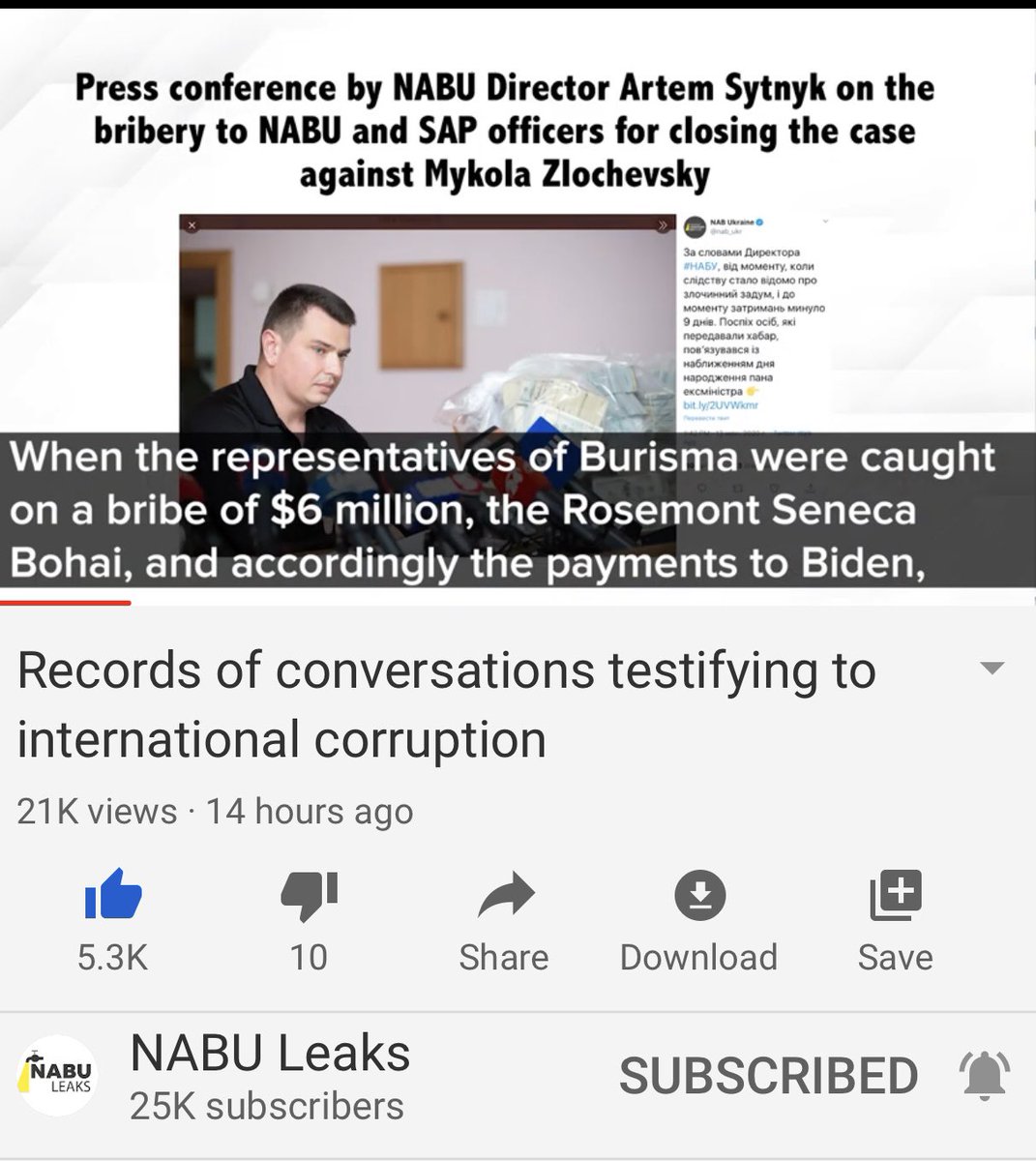 Mysteriously as we know, the case was closed even tho they had Burisma caught with bribes of $6 mil and last Oct the officials said not so fast, we are reopening the investigation