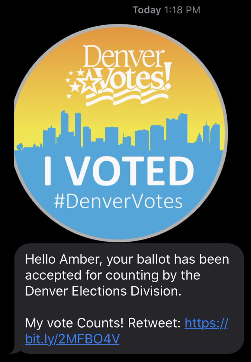 AmberMcReynolds's tweet photo. My vote counts! 

RT if you participated in the #2020StatePrimary. #DenverVotes #election2020 #2020elections #vote2020  #copolitics #voteathome #ballottrace https://t.co/tAOgoKwRbS