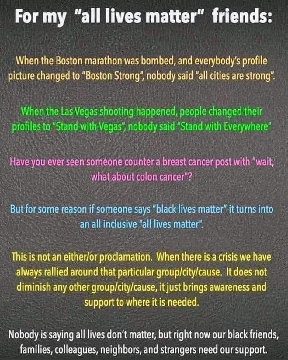 #BlackLivesMatter is not a fad, it's a call for help. And help is needed on all levels in all arenas of the country.