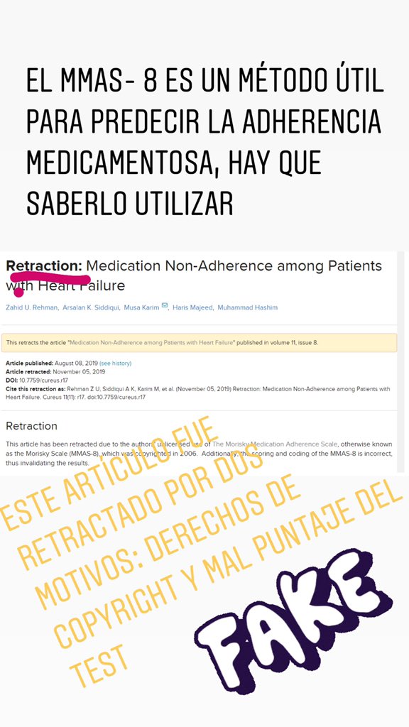 LeonardoSotoMu's tweet photo. Cuando se interpretan mal los ítems del #MMAS_8, conlleva a la retracción de un artículo científico. 
La última imagen muestra el valor de cada ítem e interpretación del test.
@blondpharmacist @asofaho @cimesalvador https://t.co/XZbfj2RuxO