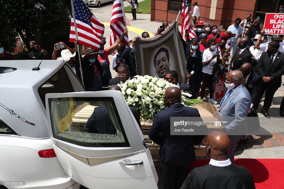 Mourners attend the funeral service for RayshardBrooks at the Ebenezer ...