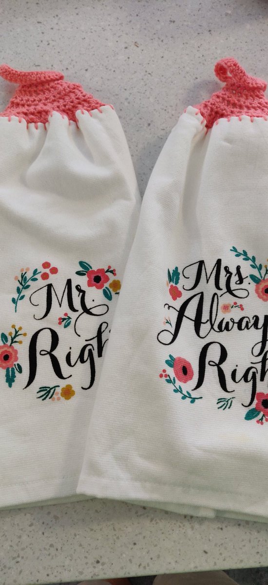 TheModernGranny's tweet photo. A perfect gift for the newlywed, or anniversary gift!
$10
Large loop perfect for an oven or dishwasher handle.
#crochet #crochettowel #Crochetwedding #moderncrochetgranny #kitchendecor #crochetkitchen #mrright #mrsalwaysright #perfectpair https://t.co/7Im5lsOu1p