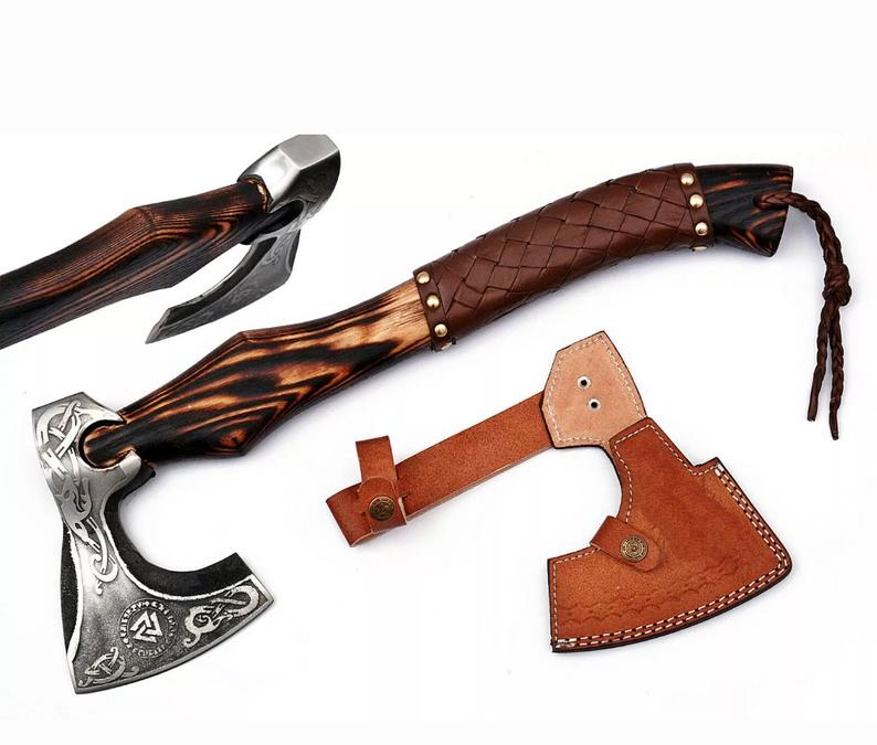 HskKnives's tweet photo. Custom made hand forge high carbon steel viking axe combination of wood Handle and leather work with leather sheath.
For sale
Anyone interested people feel inbox me for further details.
#custom#customized #customized #welldesign #damascus #sharp #hunting #fishing #edc #knifelove https://t.co/ew0zB4tplA