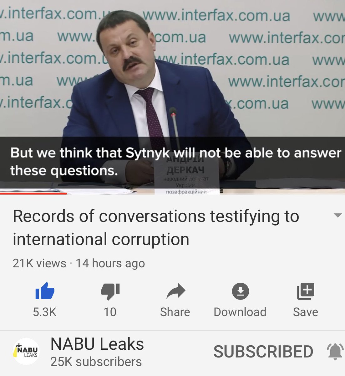 He doesn’t believe Sytnyk will come forward because of the ties to the US Dem party and the embarrassment it will cause