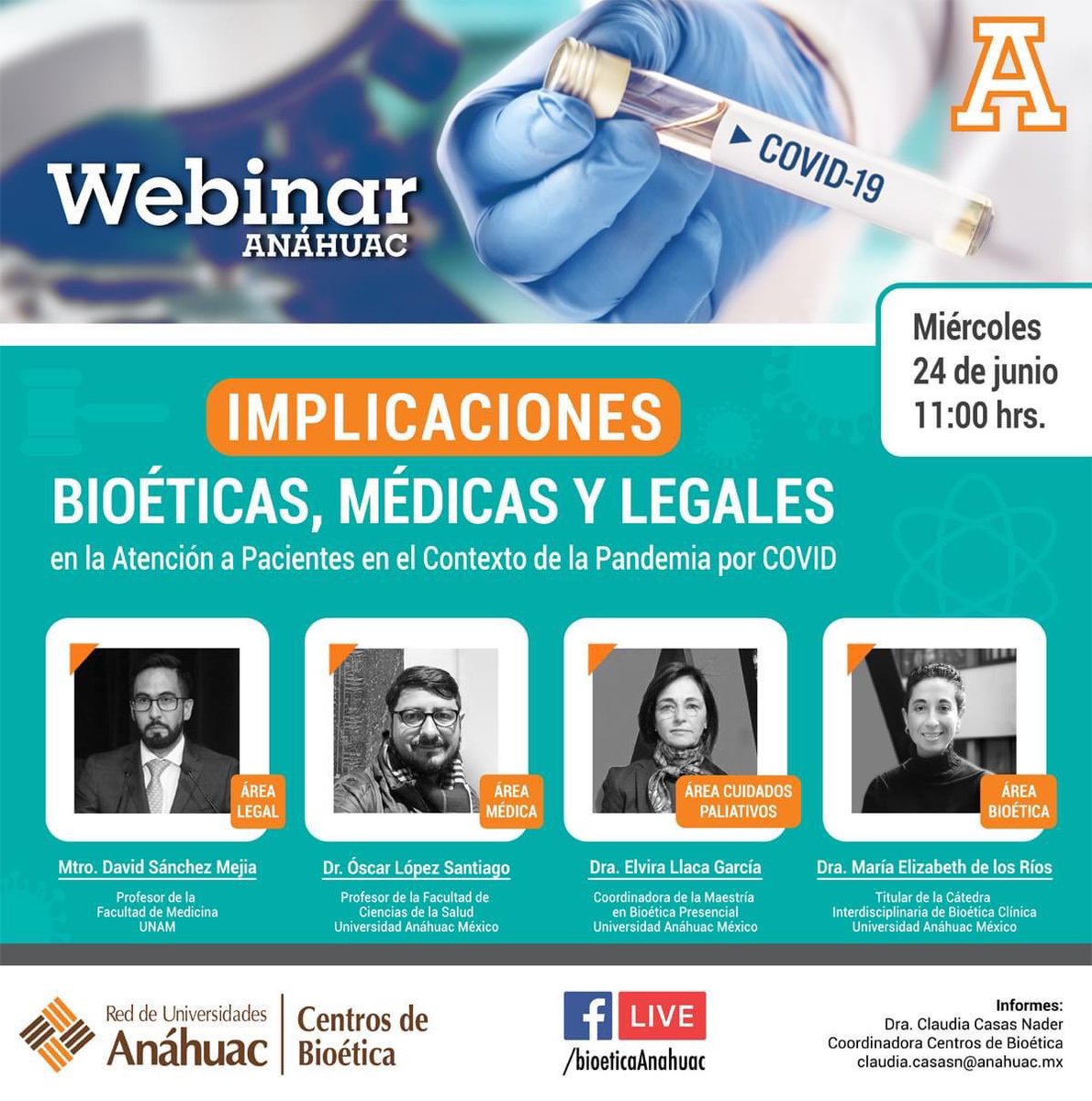 Anahuac_FCS's tweet photo. 📲Conoce las implicaciones bioéticas, médicas y legales que se han presentando en la atención a pacientes con coronavirus.
#SomosAnáhuac 

Inscripción gratuita en: https://t.co/F6dCxd5o1n https://t.co/JNj33313cV