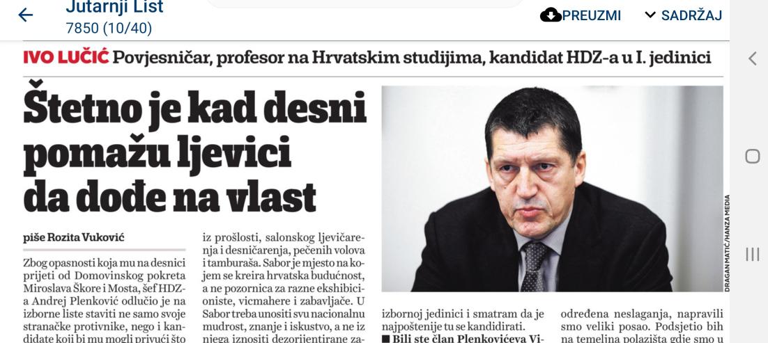 Štetno je kad desni pomažu ljevici da dođe na vlast #IvicaIvoLučić <a href="/HDZ_HR/">HDZ</a> <a href="/jutarnjihr/">Jutarnji List</a>