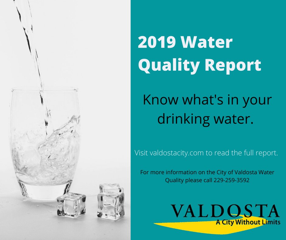CityofValdosta's tweet photo. During 2019, the City of Valdosta Utilities Department treated 3.2 billion gallons of water and provided safe, clean, high-quality water for all our customers. https://t.co/X3tumvFrcN