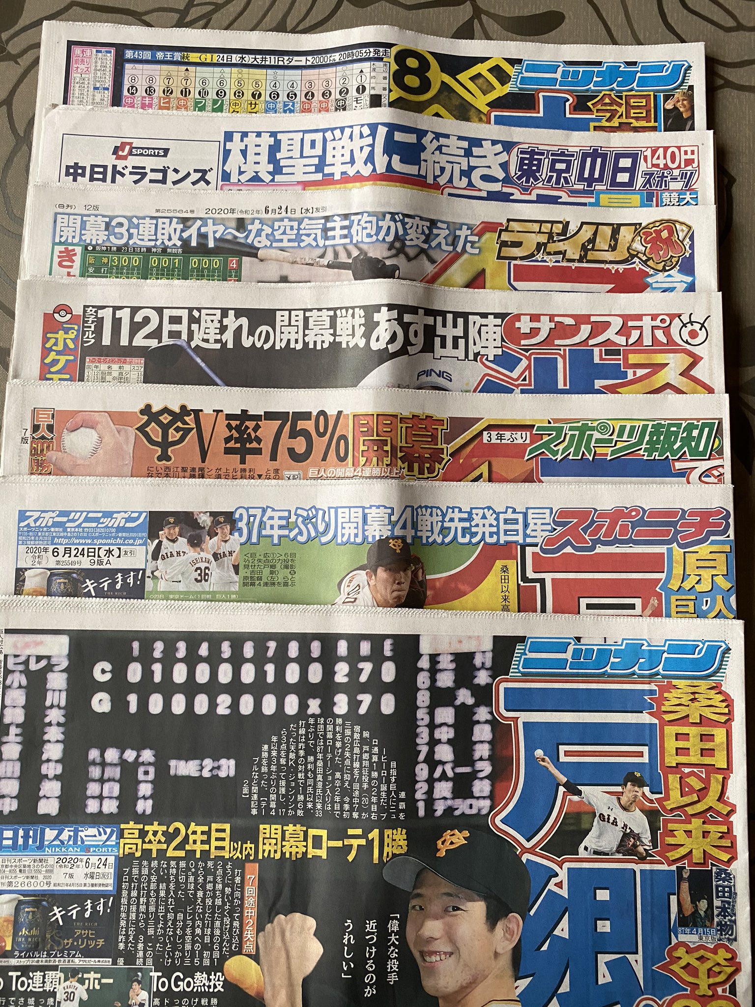 日刊スポニチサンスポ３紙セット阪神優勝新聞