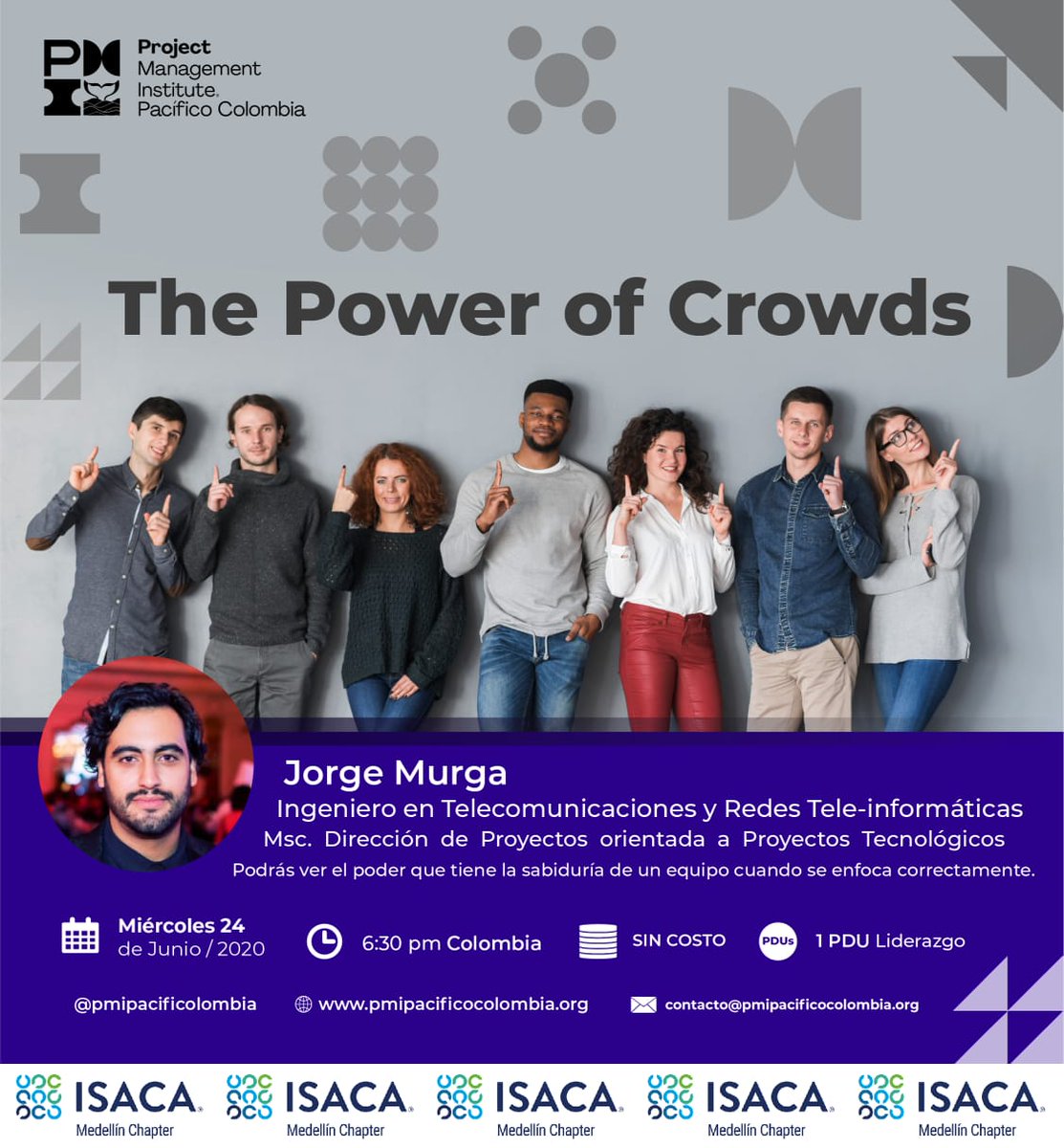 IsacaMedellin's tweet photo. En el marco de cooperación con PMI Pacífico los invitamos a participar en este Webinar, donde conocerás la importancia de enfocar tu equipo de trabajo en un mismo objetivo.
Fecha: Miércoles 24 de Junio 2020, 6:30 PM Hora Colombia
Inscripciones: https://t.co/86lEYT6y9Y https://t.co/uespAaspSY