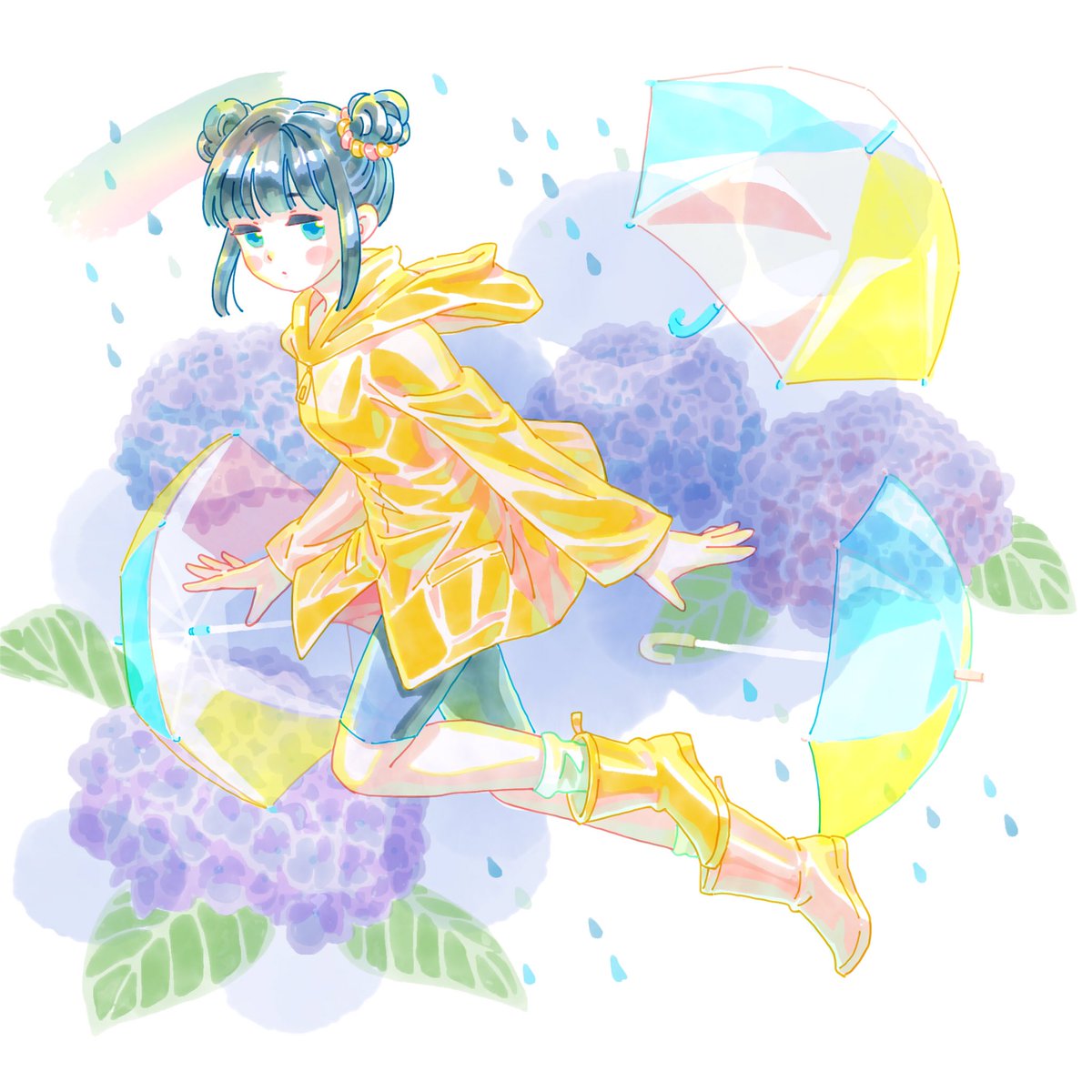 「梅雨時

#イラスト #illustration #イオフィエル #AdobeF」|ヒロコのイラスト