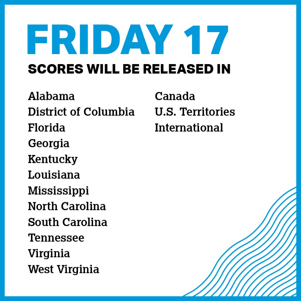 AP Exam scores will be released July 15-17, including most June 1-5 makeup exam scores. Scores from emailed submissions may be delayed.

The day you'll receive access depends on the state you're in on that day. See the full schedule: spr.ly/6017GMdfc.