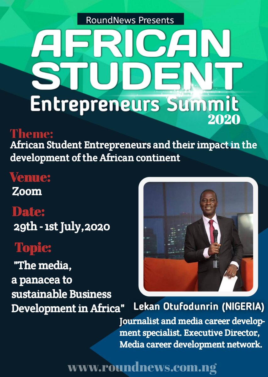 Roundnews_'s tweet photo. Meet our facilitators for the African Student Entrepreneurs summit 2020 @vivianonano @lotufodunrin @BocoSamuel @ugawoman01  #Ases2020 https://t.co/CzdsMERdJY