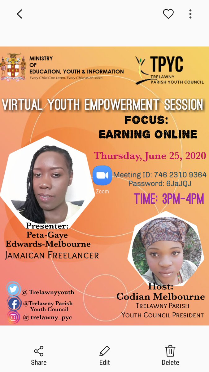 TrelawnyYouth's tweet photo. THIS THURSDAY we are speaking to a jamaican freelancer. In these times we must explore all our avenues. Sign in and join the conversation.
https://t.co/79h6sEX5te https://t.co/MeMTjcZtuJ