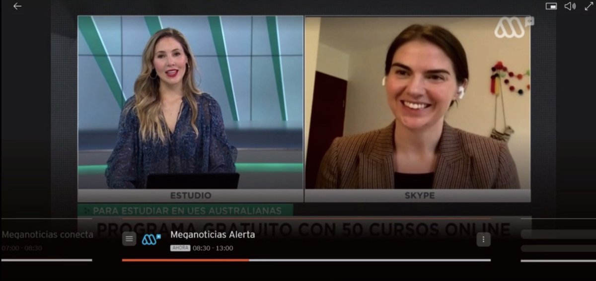 Me encantó hablar con Claudia Salas esta mañana en <a href="/MegaPlusCL/">Mega Plus</a> - les invito a participar en los cursos online gratuitos de nuestras grandes universidades australianas! Ya quedan pocos días para inscribirse...
