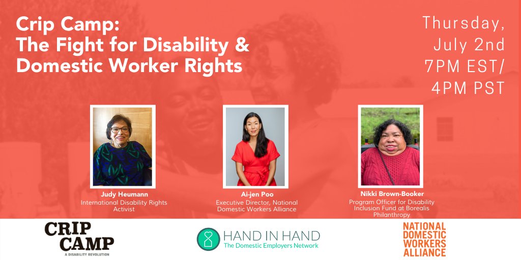 Don’t miss <a href="/aijenpoo/">Ai-jen Poo</a> at a once in a lifetime panel on July 2 at 7PM EST/4 PM PT. Learn about the intersections between the fights for disability rights, racial justice and domestic worker rights! Register here: actionnetwork.org/events/crip-ca…