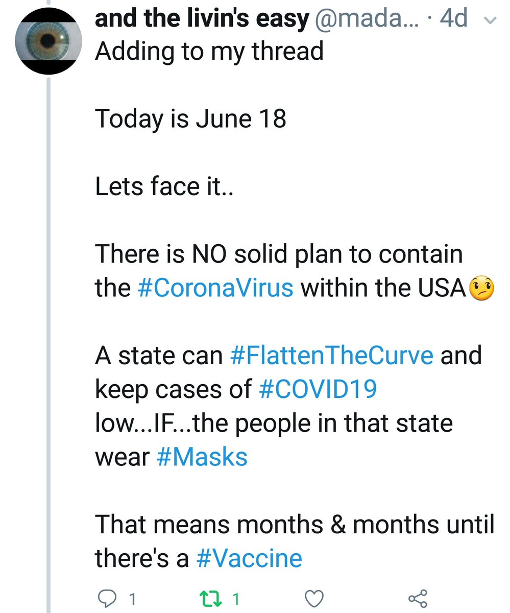 Adding to my threadToday is June 23 #Trump and  #Pence gave up on ever trying to contain the  #CoronaVirus in the USAThey're more concerned with getting & keeping the economy moving to help their reelection vs saving lives #COVID19 #Masks #DeathCount https://twitter.com/mkraju/status/1275526686034010113?s=19