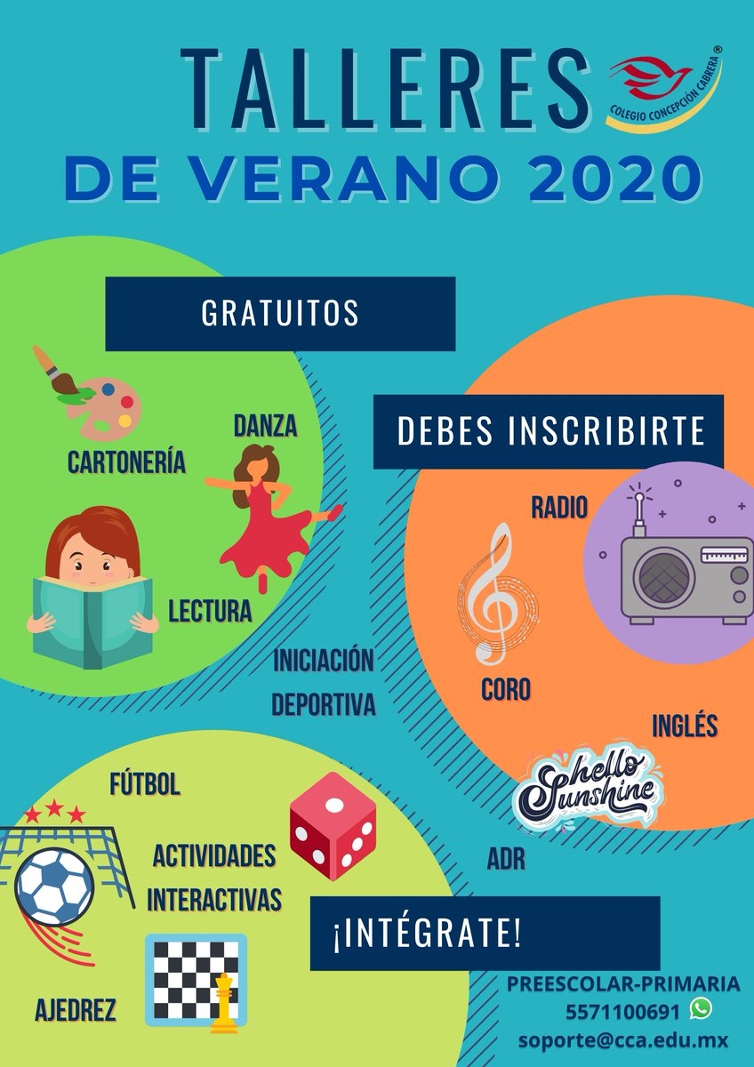 Colegio_CCA's tweet image. Los horarios serán enviados a tu correo electrónico para que puedas ver las opciones, así como el formulario de inscripción donde deberás registrar el taller de tu interés, recuerda es totalmente opcional y gratuito!
#PreescolarCCA #PrimariaCCA