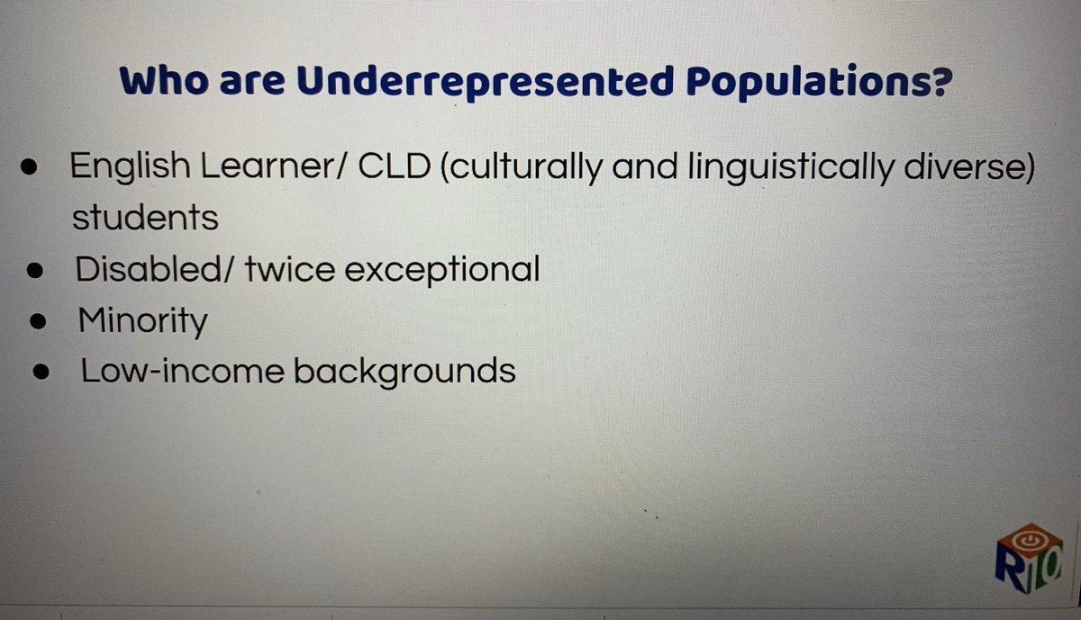 RISD_EBs's tweet image. The population of your GT program should closely reflect the population of the total district and/or campus. #underrepresented #CLD #R10PowerOfUnity