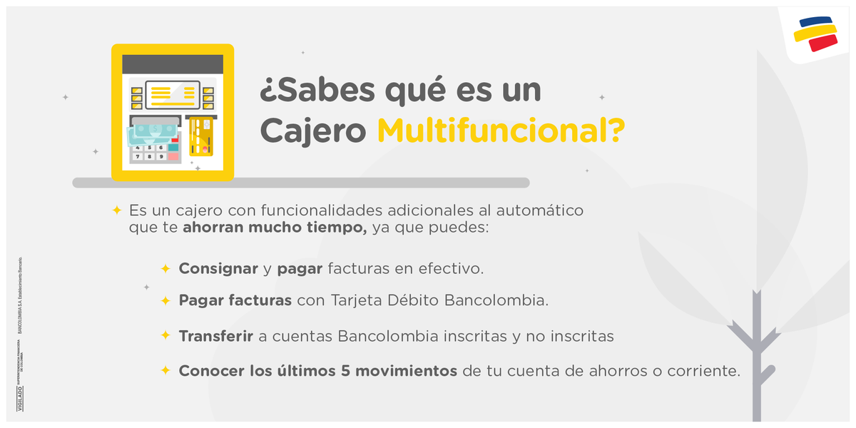 NavarroYin's tweet photo. Ahorrar tiempo y hacer transacciones como transferir a cuentas Bancolombia inscritas y no inscritas, consignar y pagar facturas con efectivo o con tarjetas débito de este banco 💳 es posible con sus cajeros multifuncionales ¡Úsalos y enseña a tus amigos cómo sacarles provecho! https://t.co/4r2dwBpopW