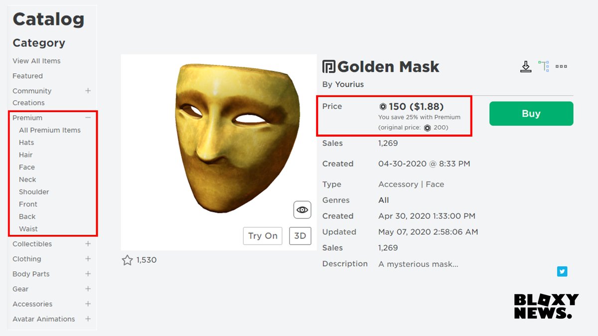 Bloxy News On Twitter I Believe Ugc Creators Can Choose Between A Couple Discount Prices Not 100 Sure - mysterious face mask roblox