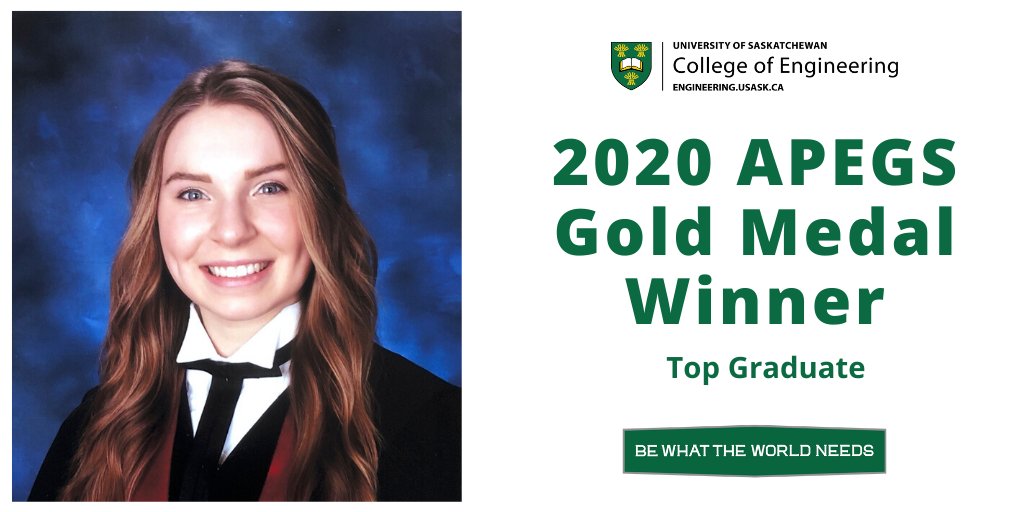 International Women in Engineering Day is a great time to recognize Madeline Martel, our college's top graduate this spring. #EngineersTheWorldNeeds #USaskEngineering #INWED20